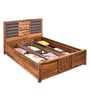 Hulk Sheesham Wood Queen Size Bed in Walnut Finish with Hydraulic Storage