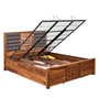 Hulk Sheesham Wood Queen Size Bed in Walnut Finish with Hydraulic Storage