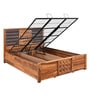 Hulk Sheesham Wood Queen Size Bed in Walnut Finish with Hydraulic Storage