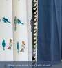 Humming Bird Blue & Aura Indigo Printed Cotton Curtains for Door Pack of 3