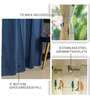 Humming Bird Blue & Aura Indigo Printed Cotton Curtains for Long Door Pack of 3