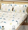 Humming Bird Blue 144 Tc Cotton Double Bedsheet With 2 Pillow Covers