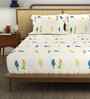 Humming Bird Blue 144 Tc Cotton King Bedsheet With 2 Pillow Covers