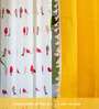 Humming Bird Red & Aura Yellow Printed Cotton Curtains for Window Pack of 3