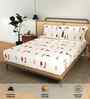 Humming Bird Red 144 Tc Cotton King Bedsheet With 2 Pillow Covers
