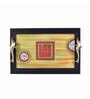 Hunter green dhokra  Multicolor  Glass and Wood  Serving Tray