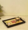 Hunter green dhokra  Multicolor  Glass and Wood  Serving Tray