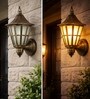 Hurricane Antique Gold Vintage Outdoor Light Set of 2