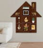 Hut House Shape Walnut Wood Wall Shelf