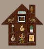 Hut House Shape Walnut Wood Wall Shelf
