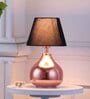 Huzur Iron Table Lamp with Cotton Fabric Lampshade (Gold & White)