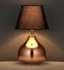 Huzur Iron Table Lamp with Cotton Fabric Lampshade (Gold & White)
