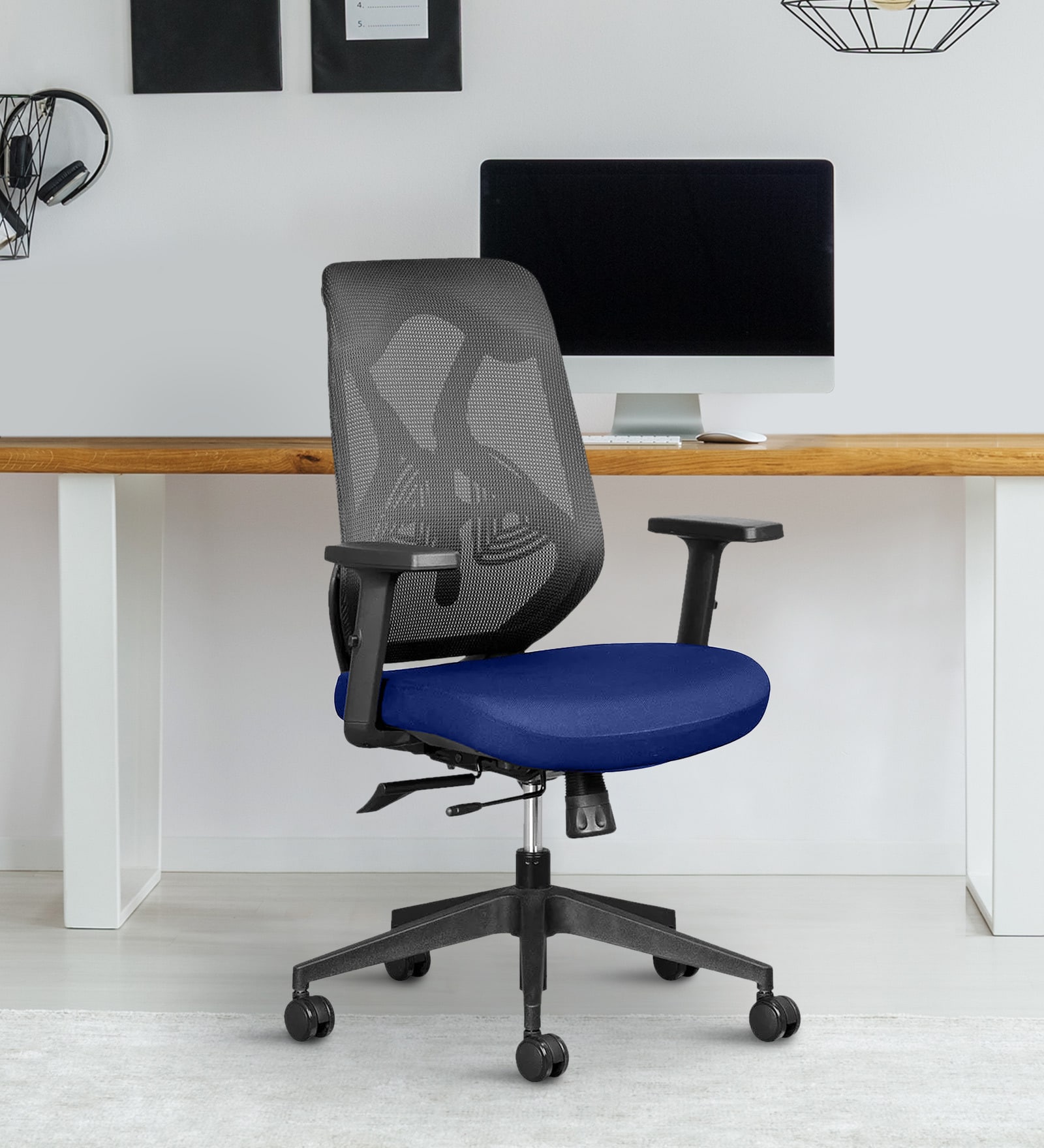 Buy Hydra Medium Back Ergonomic Chair in Blue Colour at 20 OFF by