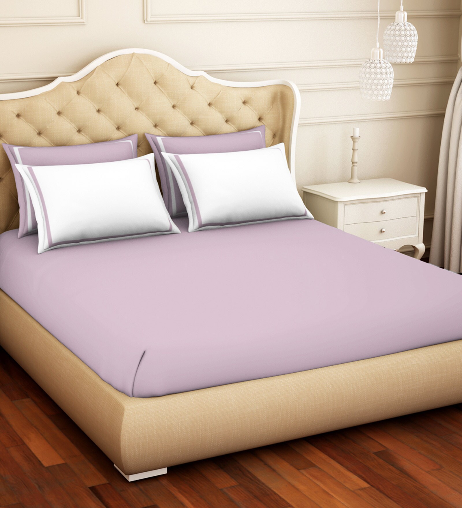 Hygro 100% Cotton 300TC King Size Bedsheet with 4 Pillow Covers