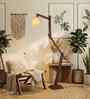 Hydra Wooden Floor Lamp with Jute Shade & Brown Base
