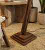 Hydra Wooden Floor Lamp with Jute Shade & Brown Base
