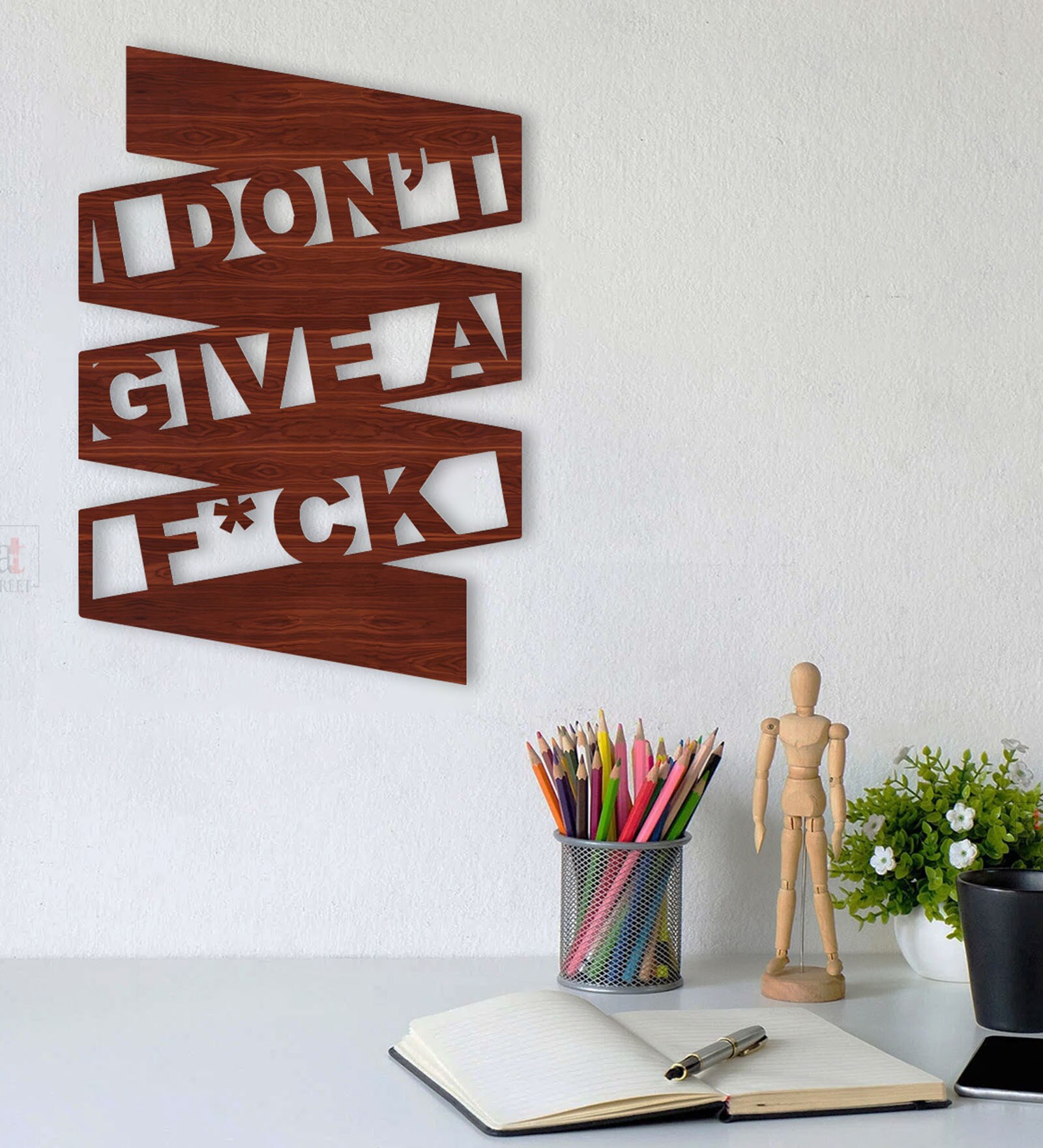 I Don't Give A Fuck Brown MDF Wall Art