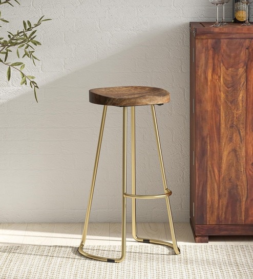 Ian Metal Bar Stool In Gold Colour