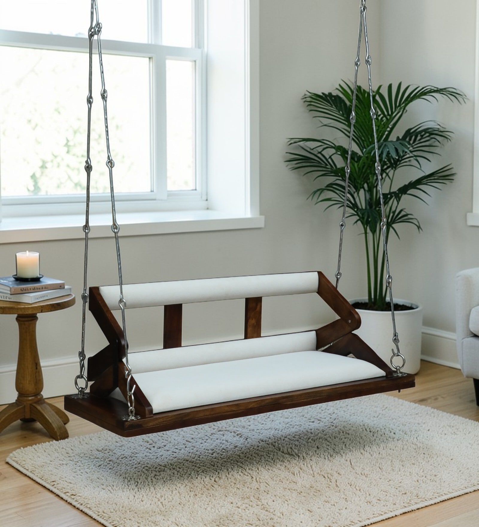 Ibiza Sheesham Wood 2 Seater Swing With Reversible Back In In Provincial Teak Finish