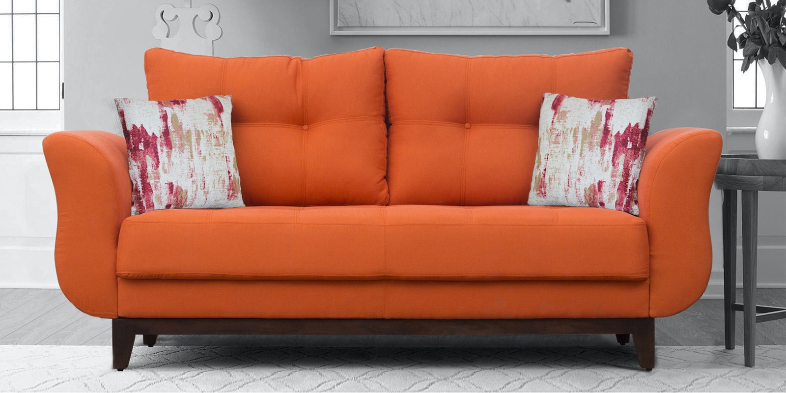 Buy Ibiza 3 Seater Sofa In Orange Colour By Peachtree Online Contemporary 3 Seater Sofas Sofas Furniture Pepperfry Product