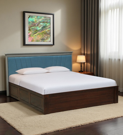Ibiza Sheesham Wood King Size Bed In Provincial Teak Finish With Box Storage