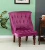 Ibiza Solid Wood Slipper Chair with Magenta Velvet Upholstery & Base In Honey Oak Finish