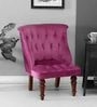 Ibiza Solid Wood Slipper Chair with Magenta Velvet Upholstery & Base In Honey Oak Finish