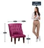 Ibiza Solid Wood Slipper Chair with Magenta Velvet Upholstery & Base In Honey Oak Finish