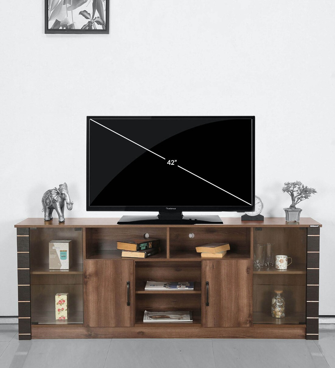 Buy Iconic TV Console in Oak Finish By Nilkamal Online Modern TV