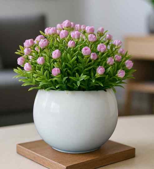 Set Of 2 Purple Plastic Italian Rose Bunch Artificial Plants