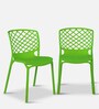 Ice Plastic Cafe Chairs in Green Colour (Set Of 2)