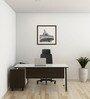 Icon Small Executive Desk In Fumed Oak Finish With File Cabinate And Pedestal