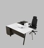 Icon Small Executive Desk In Fumed Oak Finish With File Cabinate And Pedestal