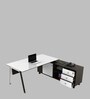 Icon Small Executive Desk In Fumed Oak Finish With File Cabinate And Pedestal