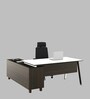 Icon Small Executive Desk In Fumed Oak Finish With File Cabinate And Pedestal