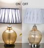 Idonia Metal & Glass Table Lamp (Nickel & Amber)