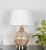 Idonia Metal & Glass Table Lamp (Nickel & Amber)
