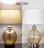 Idonia Metal & Glass Table Lamp (Nickel & Amber)