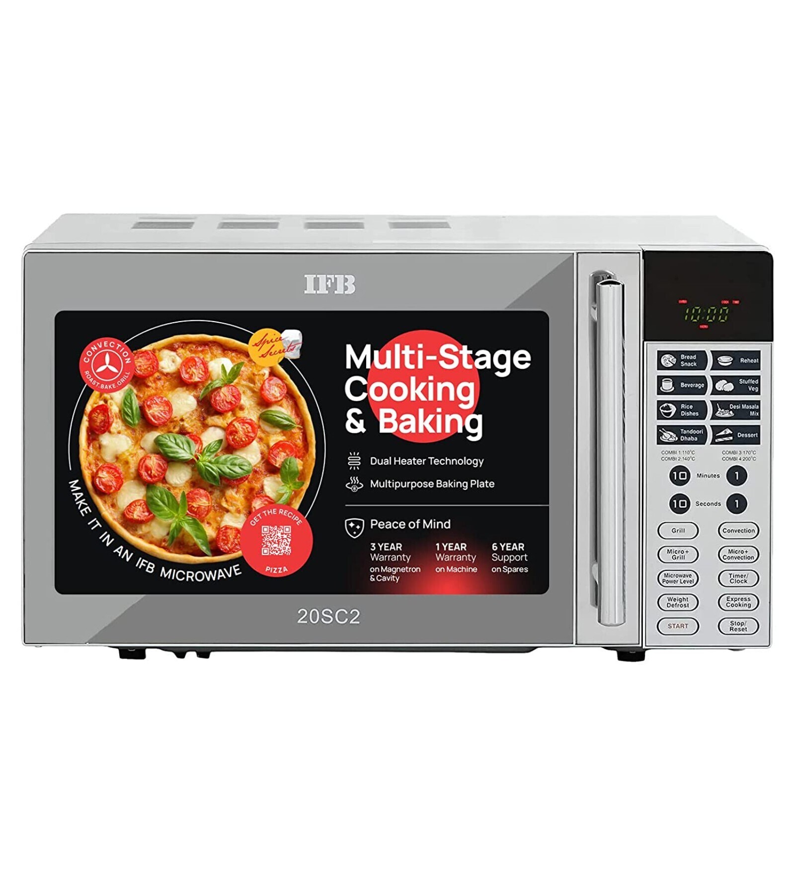 IFB 20 L Convection Microwave Oven (20SC2, Metallic Silver