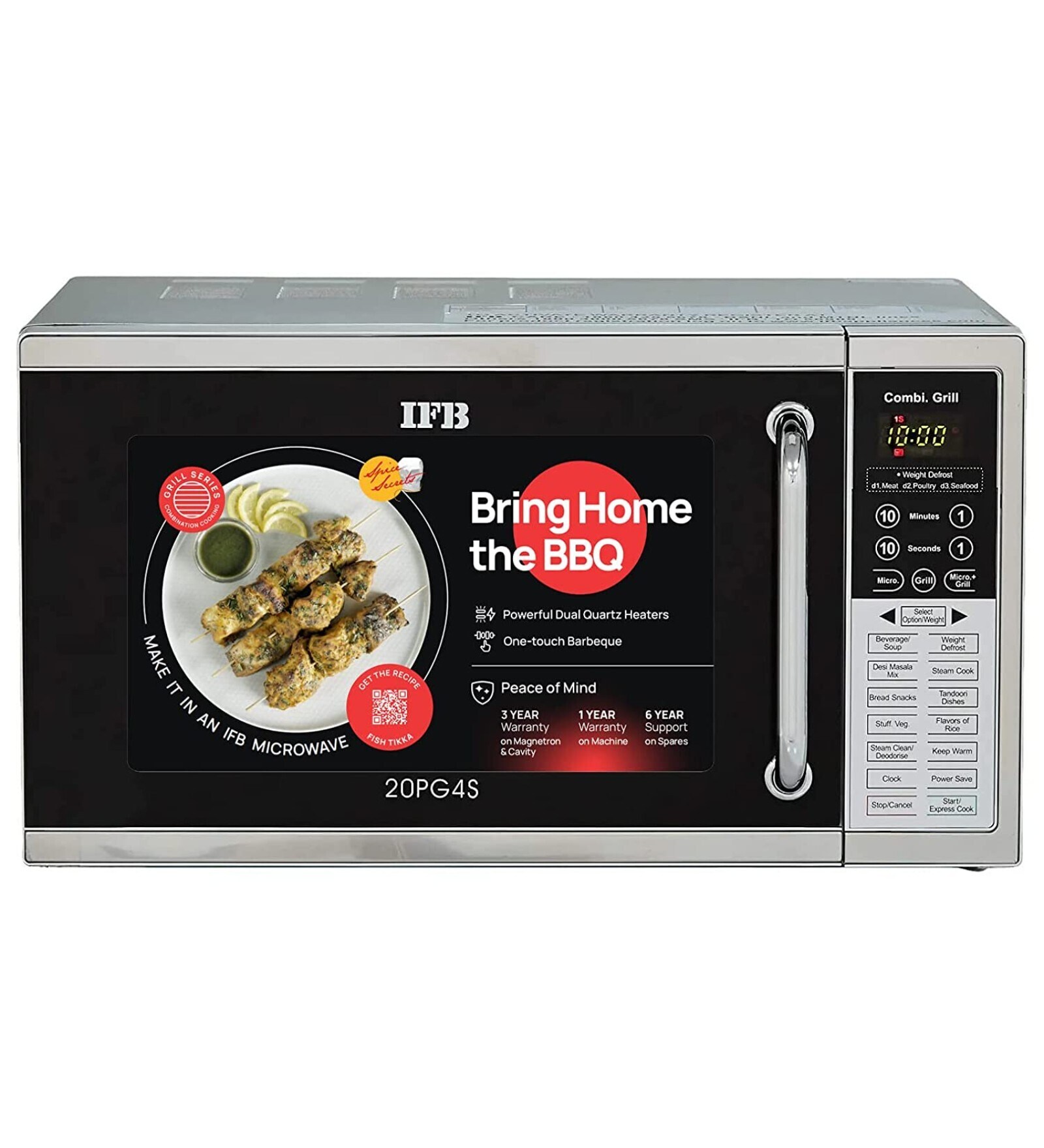 IFB 20 L Grill Microwave Oven (20PG4S, Black & Silver