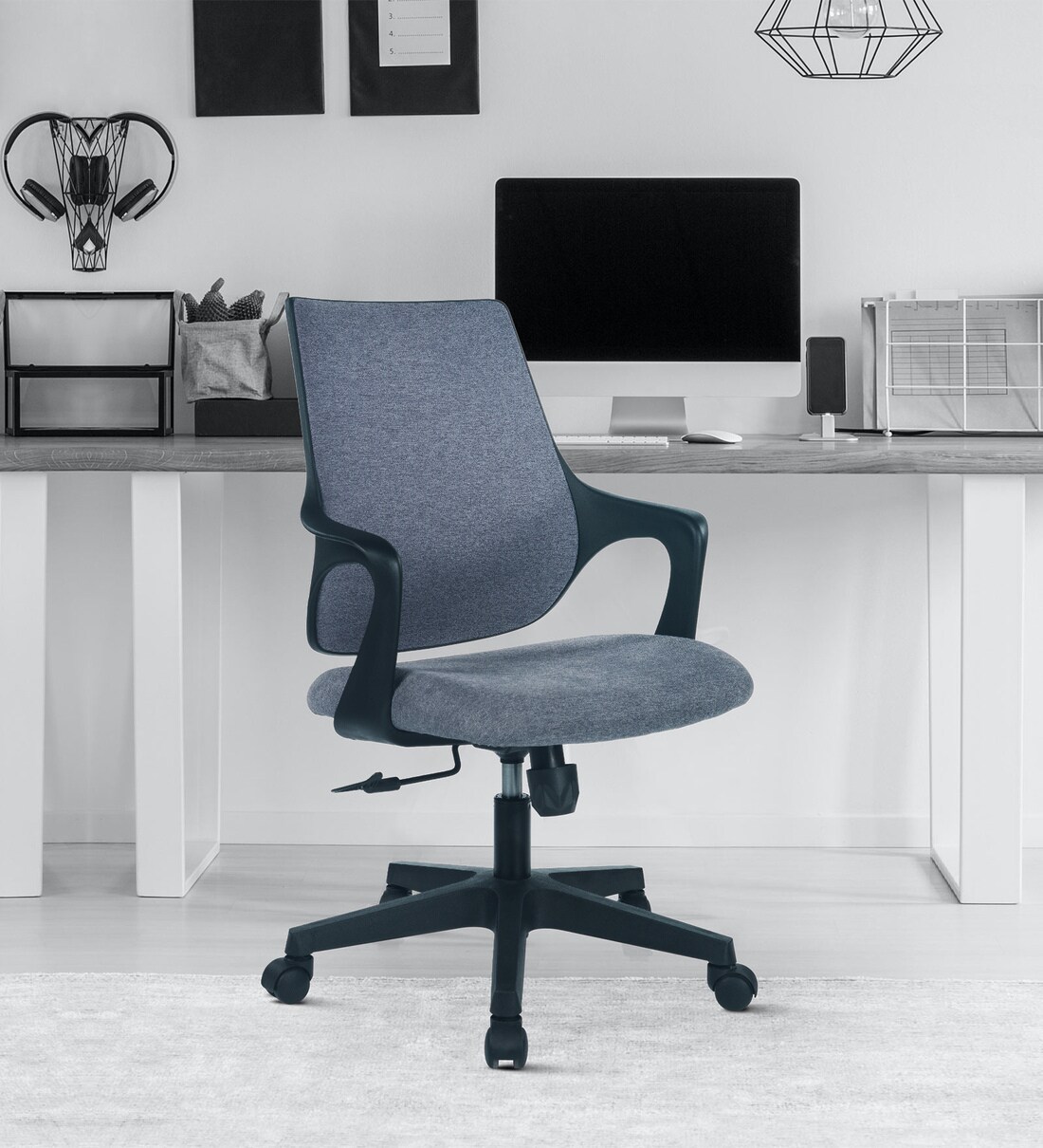 Buy Ignis Medium Back Ergonomic Chair in Grey & Black Colour by Oblique ...