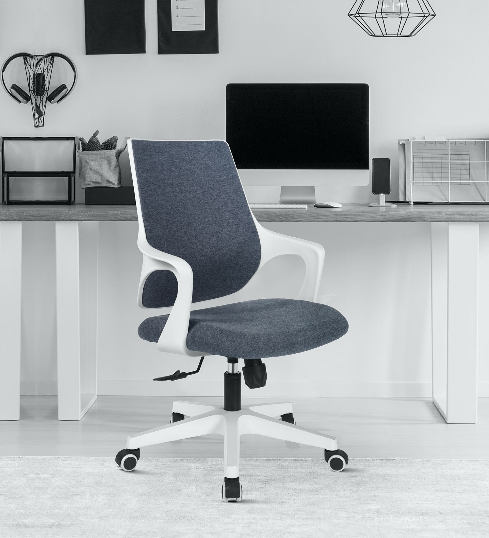 Ignis Medium Back Ergonomic Chair in Grey & White Colour