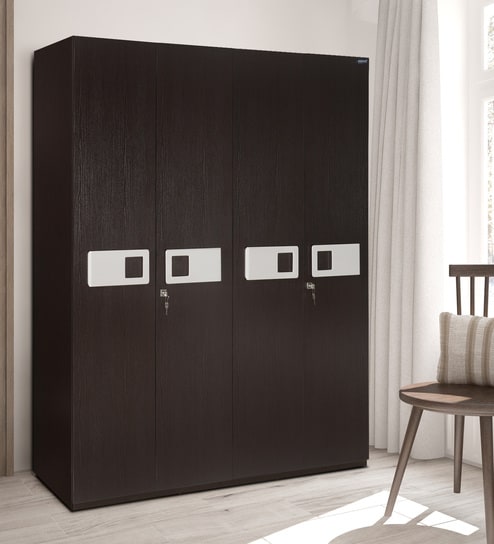 Ignis New Four Door Wardrobe In Dark Brown Colour By Nilkamal