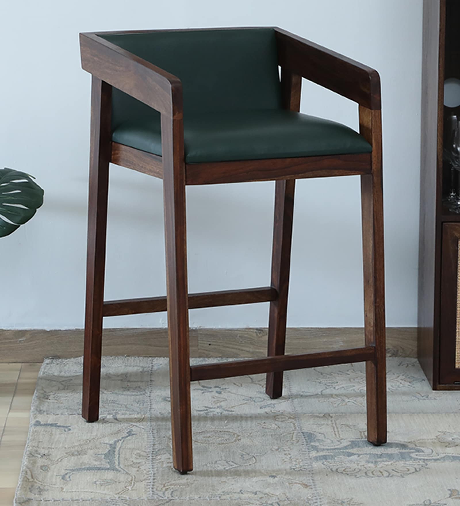 Iha Sheesham Wood Bar Stool In Provincial Teak Finish Iha Sheesham Wood Bar Stool In Provincial Teak Finish