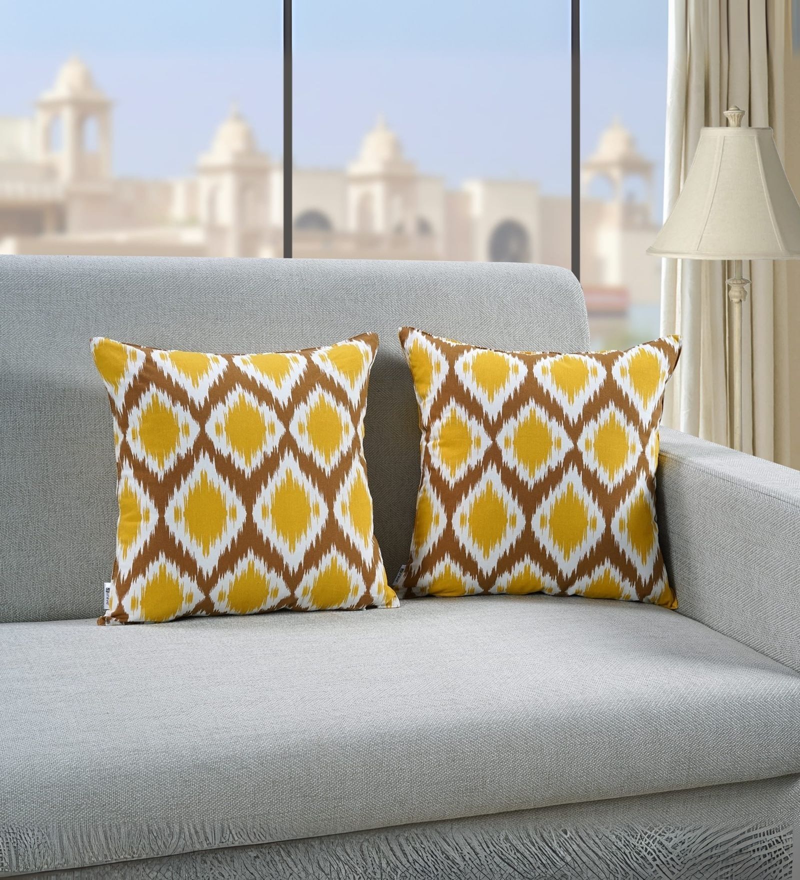 Ikat Print Cotton Cushion Cover