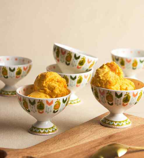 Ikat Paisley Ice cream Bowls Gift Set - Set of 6, 160 ml