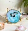 Ik Onkar  Metal Holder with Green Agate