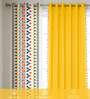 Ikat Orange & Aura Yellow Printed Cotton Curtains for Door Pack of 3