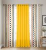 Ikat Orange & Aura Yellow Printed Cotton Curtains for Long Door Pack of 3