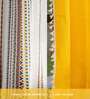 Ikat Orange & Aura Yellow Printed Cotton Curtains for Window Pack of 3